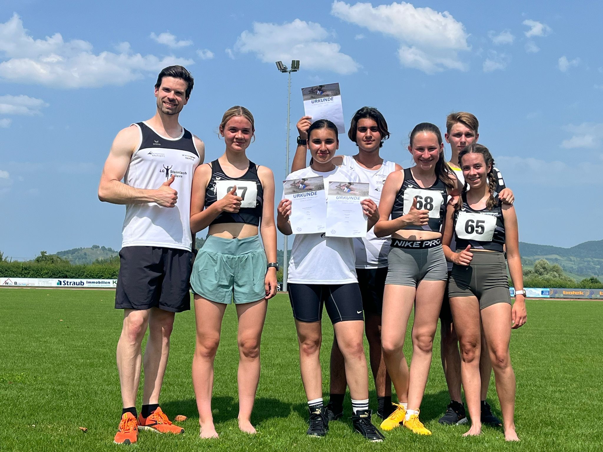 Beim Feriensportfest der TuS Metzingen inmitten der Pfingsferien namen einige der daheimgebliebenen Leichtathleten der LG Steinlach-Zollern teil. 
