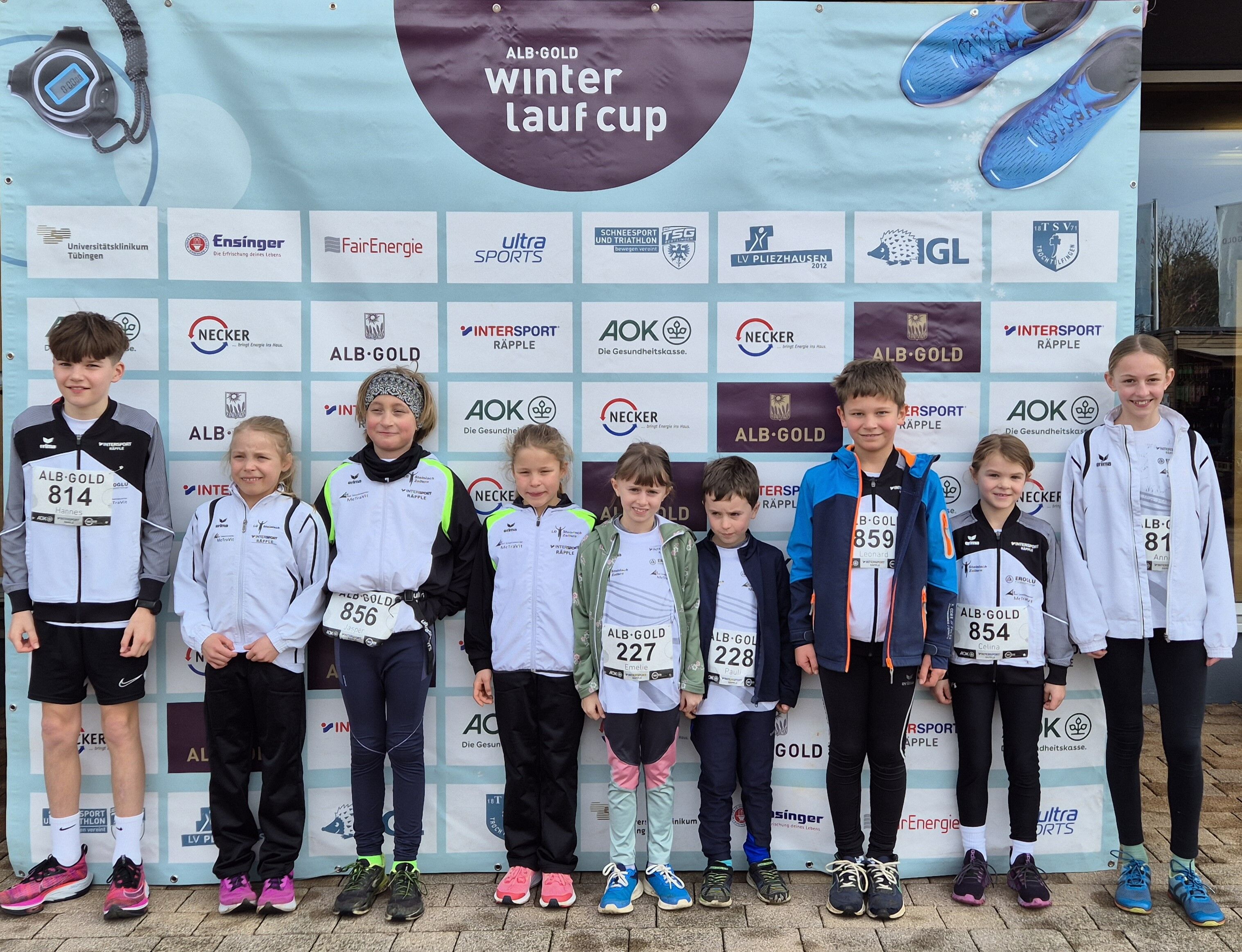 Die LGSZ-Kids und –Jugendlichen beim finalen Lauf der Alb-Gold-Winterlaufserie in Trochtelfingen.
