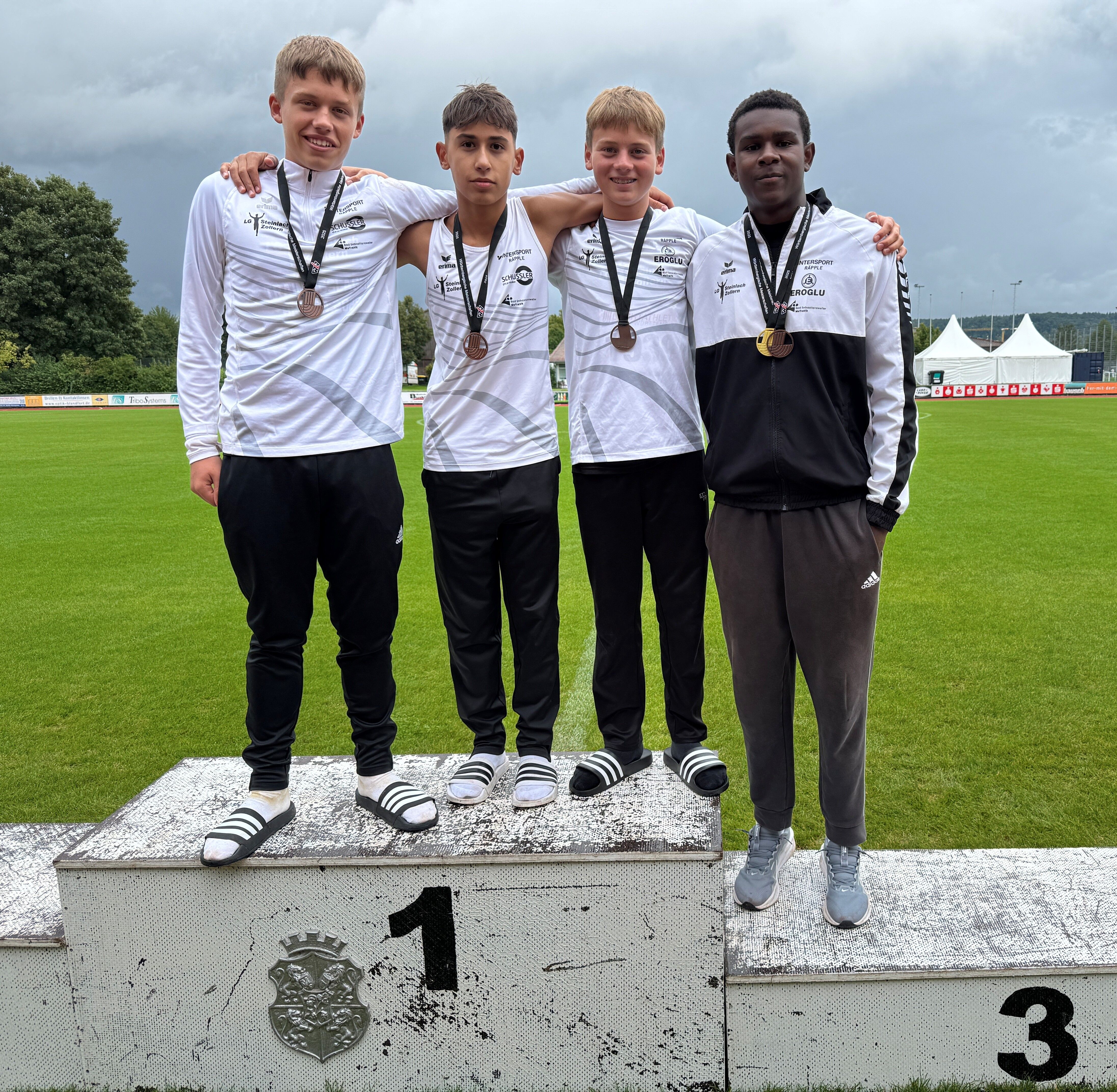 „…Team Bronze“: (vlnr) Arthur Jenike, Paul Zukunft, Noah Handte und Clesio de Carvalho überzeugten sowohl mit ihren Einzelleistungen als auch in der Teamwertung.