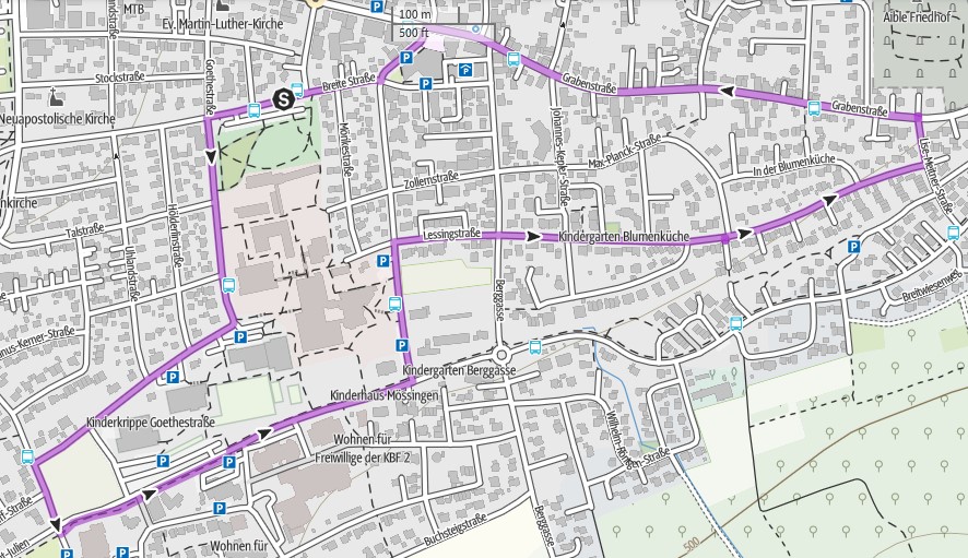 33km Runde Stadtlaufstrecke