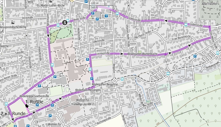 33km Runde Stadtlaufstrecke
