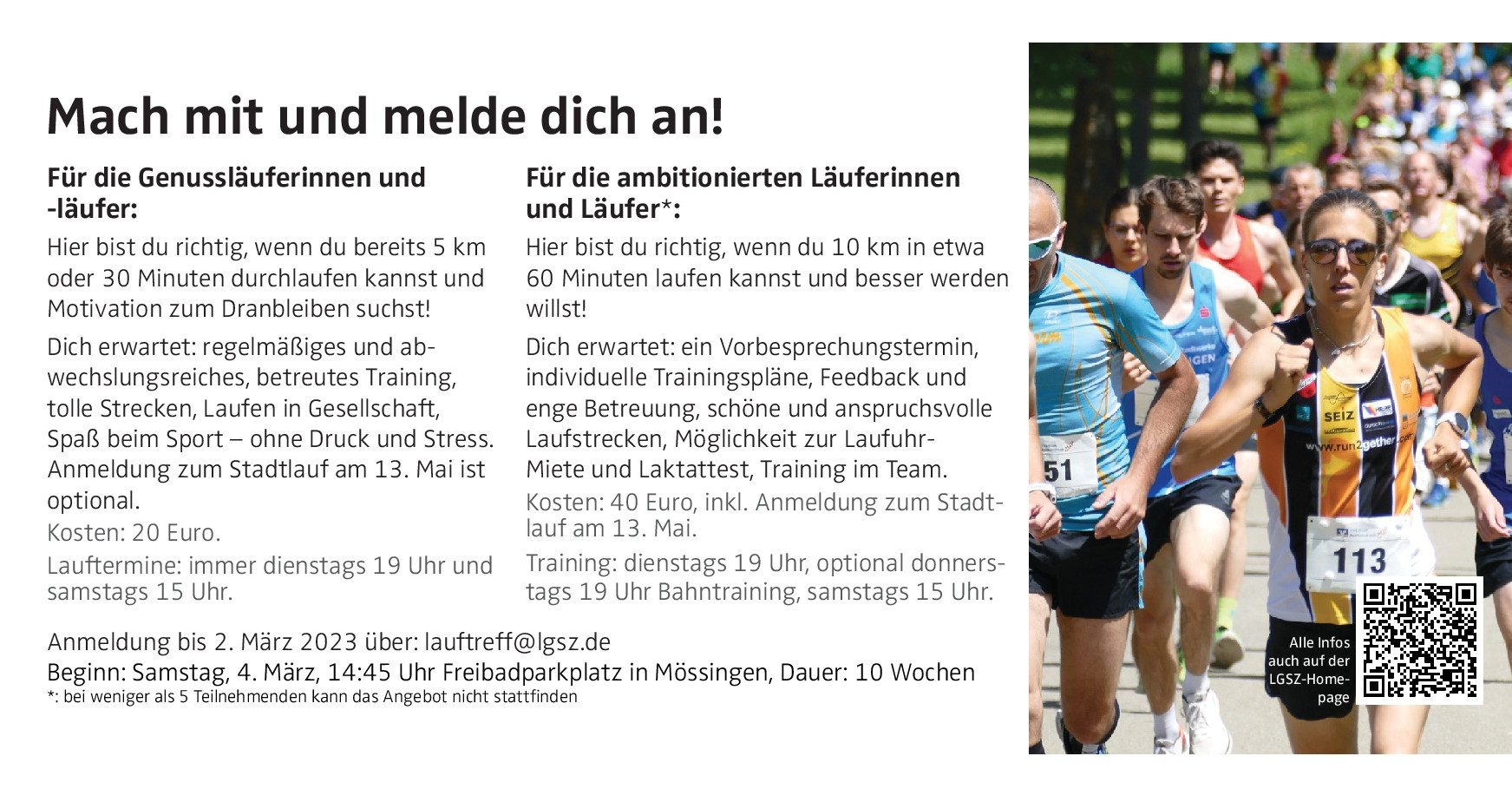 2023 Stadtlauf Laufvorbereitung Flyer Seite2