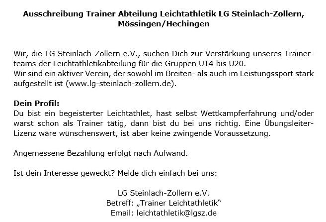 190527 Ausschreibung Trainer LG SZ