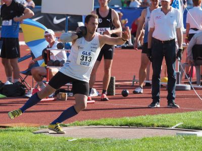 Trotz schwieriger Vorbereitung mit Ellenbogen-Operationen zeigte Christoph Ewinger auch im Kugelstoßen eine solide Leistung.