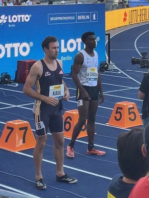 Kelmen de Carvalho startete über 100 Meter neben Niklas Kaul und sprintete sogar mit knappem Vorsprung gegenüber dem Ex-Weltmeister im Zehnkampf ins Ziel.